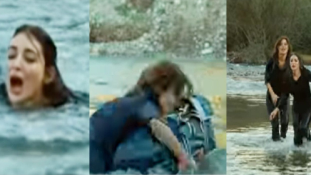 Terra amara, anticipazioni: Mujgan scivola nel fiume con Kerem Ali, Zuleyha li salva