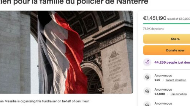 Mort de Nahel : la cagnotte pour la famille du policier incarcéré atteint 1,451,190 euros ©Gofundme