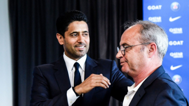 Nasser Al-Khelaïfi et Luis Campos au PSG (capture Twitter @panams75)