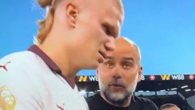 Haaland et Guardiola &agrave; Manchester City. (screenshot Twitter - @Zemal_GOAT16)