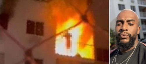 El fisicopulturista no puso escapar de las llamas (Captura de vídeo Twitter/Metropoles)