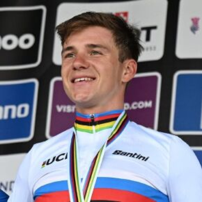 Ciclismo, il campione del mondo a cronometro Remco Evenepoel.