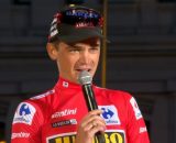 Ciclismo, Sepp Kuss sul podio della Vuelta España,