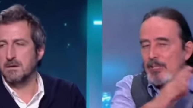 Johan Micoud et Didier Roustan dans L'EDS (capture Twitter @lequipedusoir)