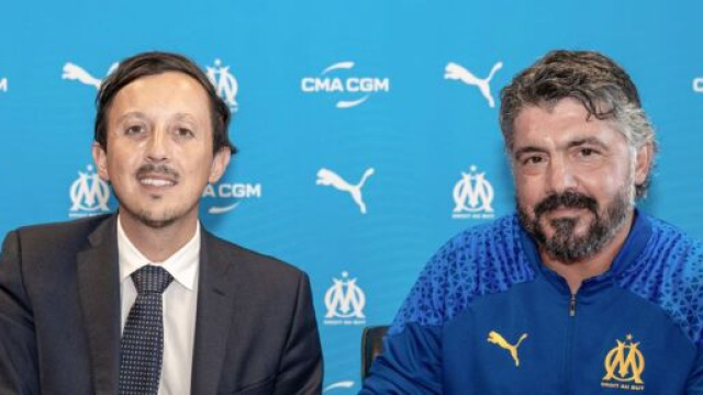 Pablo Longoria et Gennaro Gattuso à l'OM. (screenshot Twitter - @_BeFootball)