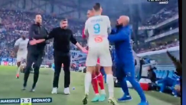 Gattuso en colère contre Monaco avec l'OM. (screenshot Twitter @canal+)