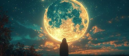 Una ragazza e la Luna piena (©pixabay.com)