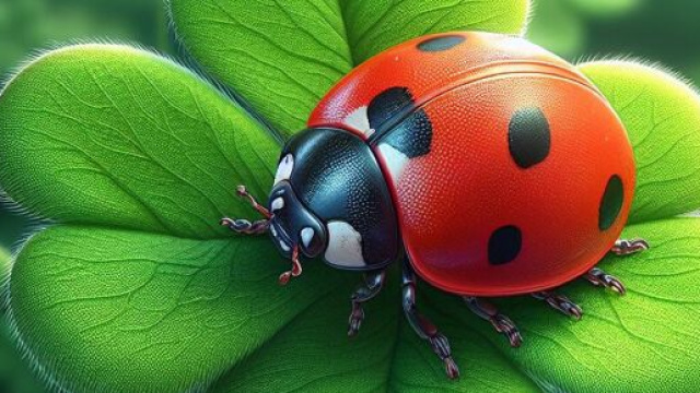 coccinella della buona sorte sul quadrifoglio - © Bing IA.