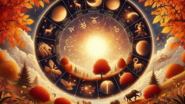 orologio astrologico su sfondo autunnale © DALL-E