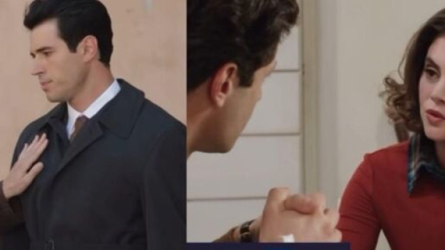 In foto Matteo e Clara de Il paradiso delle signore (screenshot &copy; Rai).