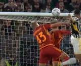 Gleison Bremer in occasione del gol segnato l'anno scorso in Roma vs Juventus - Foto Screenshot © YouTube