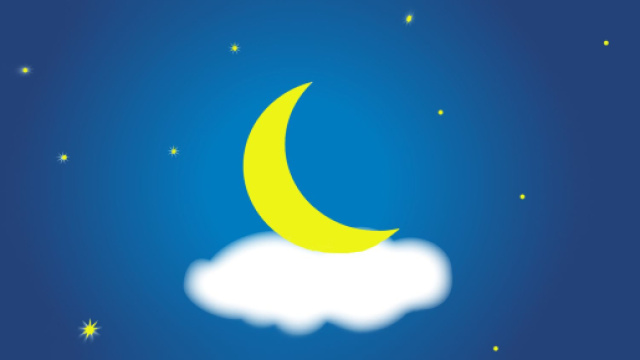 Luna gialla con nuvola e stelle © Pixabay IA.