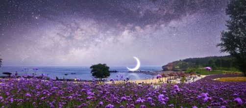 Cielo violaceo con la luna e il mare © Pixabay