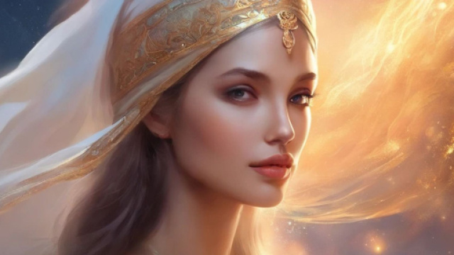 Donna su sfondo cielo oro © Immagine di Pixabay.