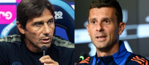 Antonio Conte, allenatore del Napoli. Foto © Napoli. Thiago Motta, allenatore della Juventus. Foto © Juventus