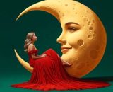 Donna in rosso e falce di luna - © Pixabay.