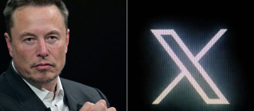 Elon Musk e il logo del social X.