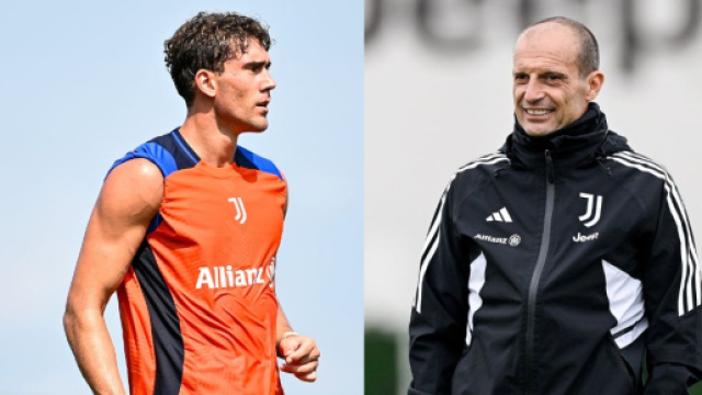 Dusan Vlahovic e Massimiliano Allegri. Foto &copy; Juventus FC