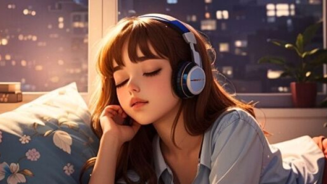 Una ragazza generata con l'IA che ascolta musica &copy; Pixabay