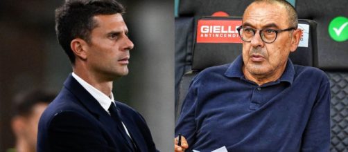 Thiago Motta e Maurizio Sarri © Juventus FC/screenshot Sky Sport