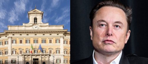 L'esterno di Palazzo Montecitorio e l'imprenditore Elon Musk ((© Wikipedia common )