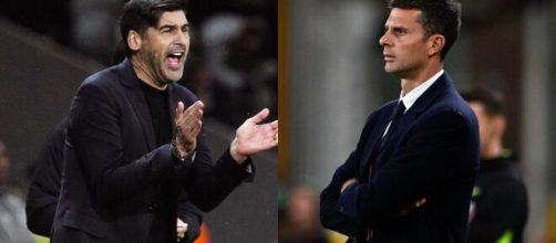 Paulo Fonseca, allenatore del Milan. Foto © Milan. Thiago Motta, allenatore della Juventus. Foto © Juventus