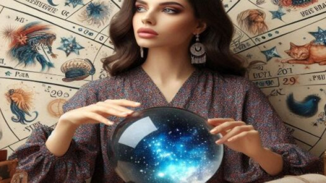 Oroscopo e donna cartomante generato con &copy; AI Copilot.