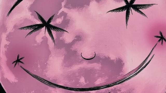 Luna dell’oroscopo di colore rosa che sorride © Grok AI X