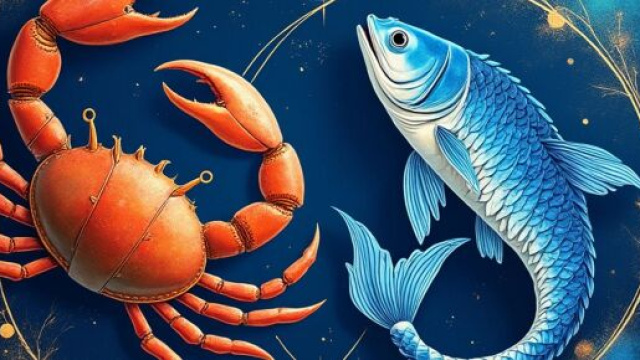 Immagine dei segni dell'oroscopo Cancro e Pesci © Grok AI.
