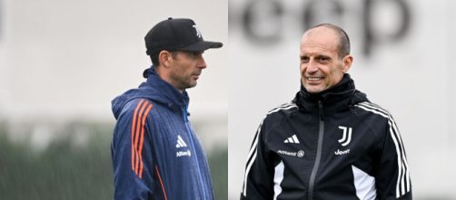 Thiago Motta, allenatore della Juventus. Foto © Juventus. Massimiliano Allegri, ex allenatore della Juventus. Foto © Juventus FC