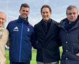 Maurizio Scanavino, Thiago Motta, John Elkann e Cristiano Giuntoli. Foto © Sky Sport