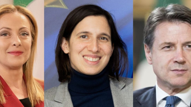Giorgia Meloni, Elly Schlein e Giuseppe Conte i (© Wikimedia commons)