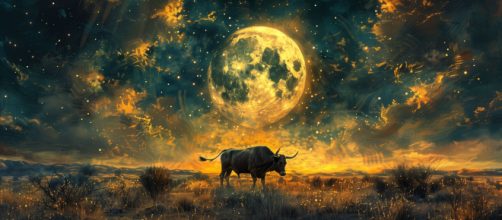 Luna con Toro che pascola sotto le stelle © Pixabay