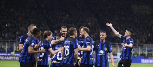 Nella foto l'esultanza dell'Inter contro l'Atalanta.