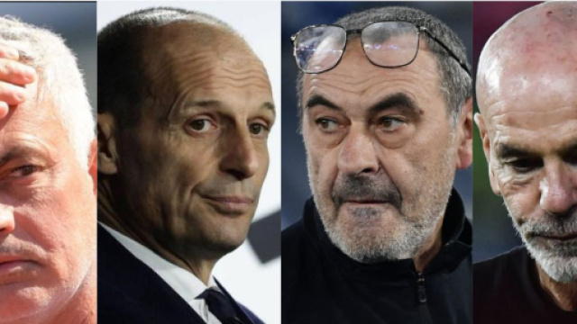 Jos&eacute; Mourinho, Massimiliano Allegri, Maurizio Sarri e Sefano Pioli in una foto presa da X.