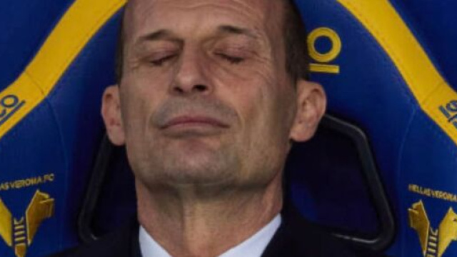 Massimiliano Allegri nella partita tra Hellas Verona e Juventus - foto dal social X