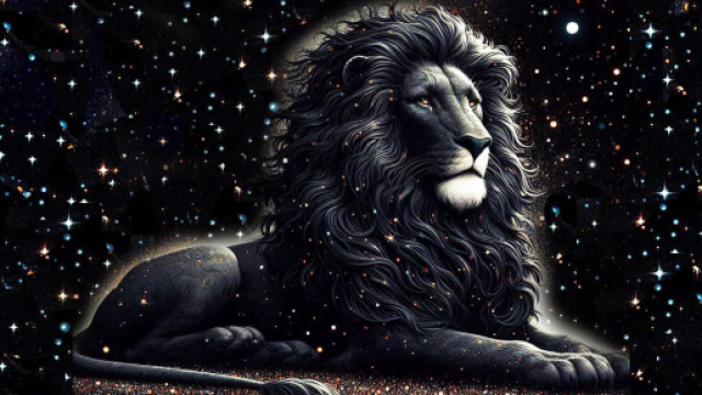 Leone tra le stelle © Foto generata con Bing IA