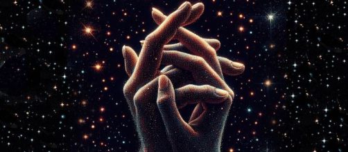 Cielo stellato e mani © Foto generata con Bing IA