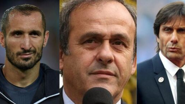 Giorgio Chiellini, Michel Platini ed Antonio Conte. Foto da &copy; Pinterest.