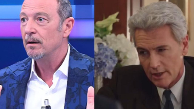 In foto Amadues e Roberto Farnesi (screenshot © Rai 1).