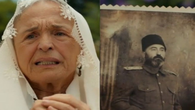 Serpil Bodrumlu (Azize) e la foto di Abdi Pasha. Screenshot &copy; Terra amara (Bir Zamanlar Cukurova)