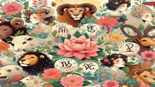 Tema primavera con segni zodiacali generato con © AI Copilot.
