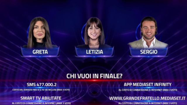 Screenshot televoto sesto finalista del 25 marzo © Canale 5 Grande Fratello.