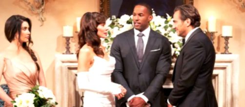 La scena delle nozze di Ridge e Taylor in Beautiful, screenshot © CBS.