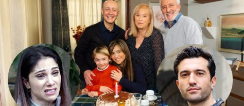Viola festeggia il suo compleanno con Antonio, Diego, Raffaele e Ornella, nei cerchietti Damiano e Rosa @ Un posto al sole Rai 3.