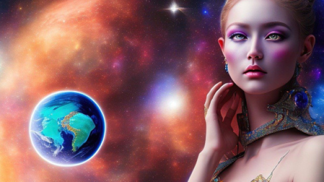 Sguardo di donna con universo - Foto © Bing IA.