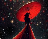 Donna in rosso tra le stelle - © Foto Bing IA.