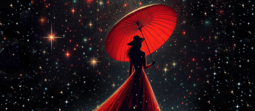 Donna in rosso tra le stelle - © Foto Bing IA.