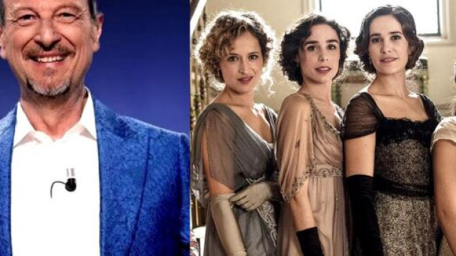 In foto Amadues e il cast di Sei Sorelle © Rai