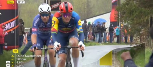 Mads Pedersen al Giro delle Fiandre - Screenshot © Eurosport.